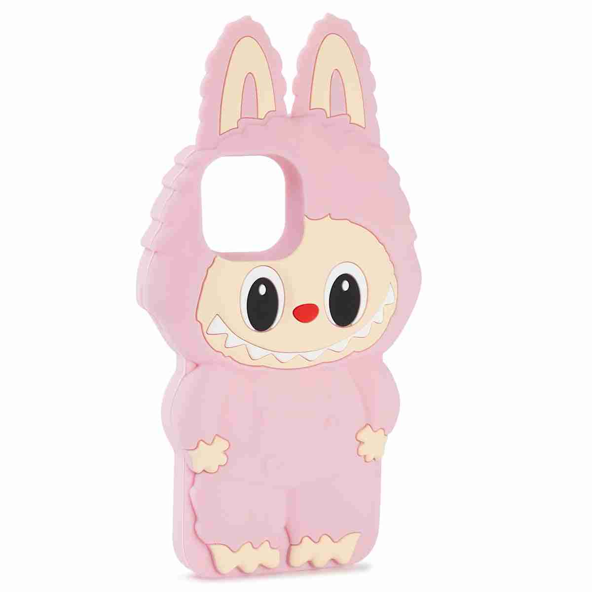 04.08.202500155-14 Husă iPhone 14 , Desen 3D Labubu, Silicon Moale,Pink